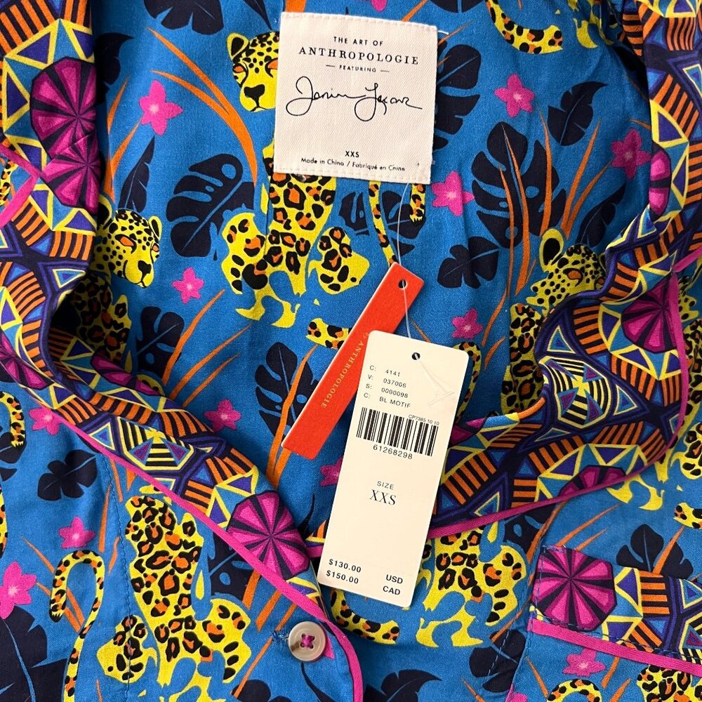 NWT Anthropologie Janine Lecour Fleurs 2 Piece Pajama Set Cheetah Leopar… - Picture 13 of 16